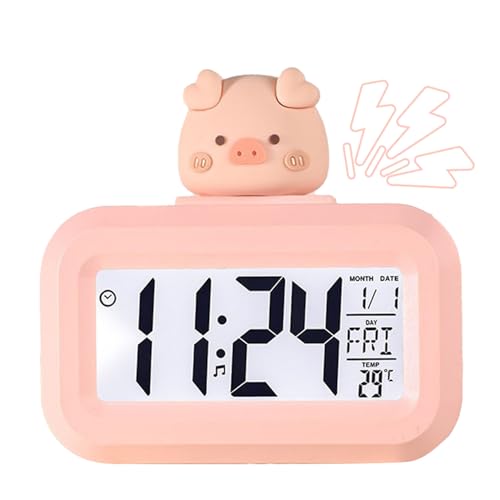 Orologio Elettronico Simpatico Maiale Pecora Astronauti Forma Sveglia Digitale Schermo LED Allarme Per Soggiorno Camera da LettoPig da tavolo rosa plastica bianco