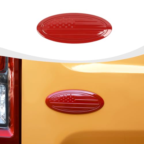 Image of RAZPOY for Bronco Emblem Cover, 5.31inch Rear Tailgate Overlay Badge Emblem Cover Trim Fit for 2021-2024 Ford Bronco & Bronco Sport, USA Flag Red