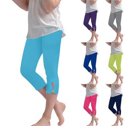 Girls' Capri Leggings Cutout Hem Basic Solid Color Cropped Yoga Pants Cute Dance Tights2