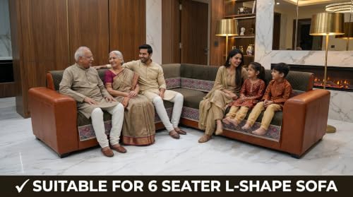 Image of KINGLY L-Shape Sofa Cover 6 Seater 3+3 Velvet Full Cover - Chocolate Brown | Fully covered quilted velvet slipcover, washable anti-slip furniture protector, L-type corner sofa cover for living room