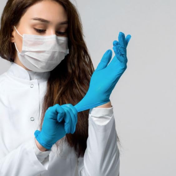 Guanti Nitrile senza polvere - Spedizione 24h - Monouso resistente senza polvere dispositivo medico ipoallergenico senza lattice | Medici chef, estetiste, tatuatori, uso alimentare (1000, S)