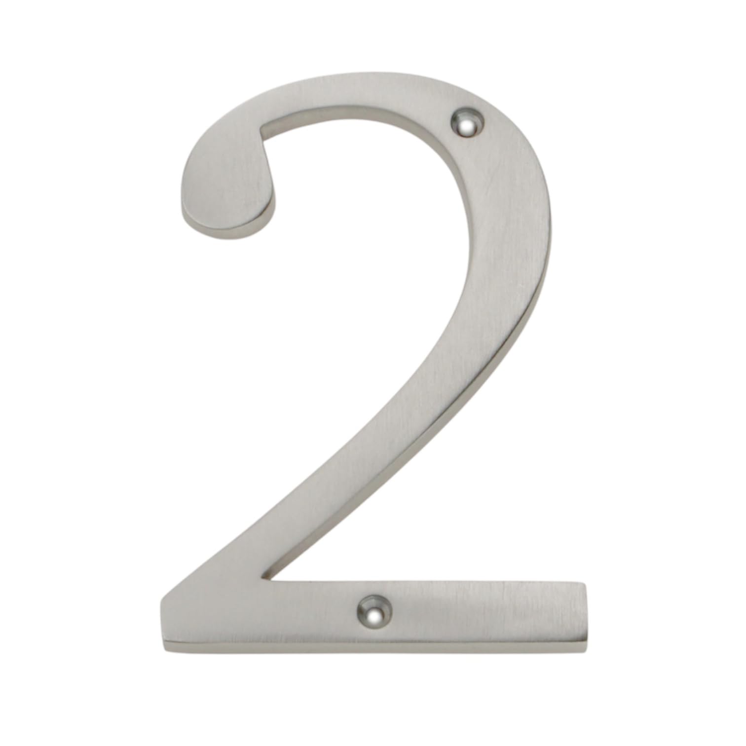 Large 5" Satin Nickel Metal Flush House Address Numbers, Bold Easy-to-read Font (2)
