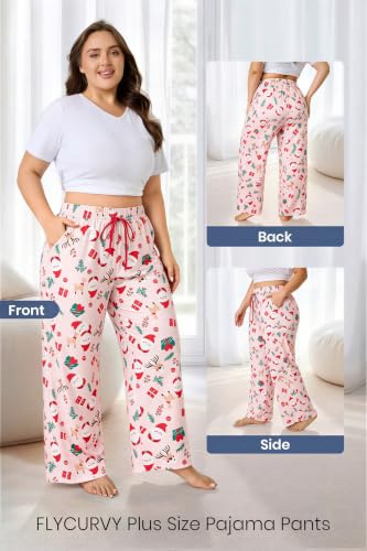 Image of FLYCURVY Plus Size Women Pajama Pants with Pocket L-5XL