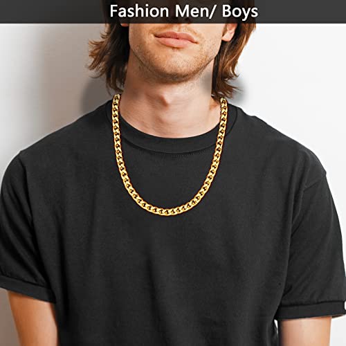 Godlovu Gold Chain For Men, 5Mm Mens Gold Chain Shiny Sturdy Cuban Link Chain Necklace For Men Women Boys Girls,18Inch #TOP1