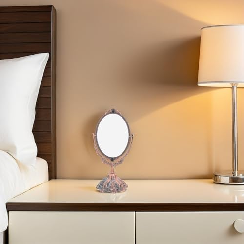 Espejo de maquillaje de metal Didiseaon con doble cara ajustable para mesa 7