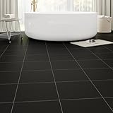 Peel and Stick Floor Tile 20-Pack 20 Sq.Ft Matte Pattern Flooring, 12' x 12' Self Adhesive Vinyl Flooring DIY for Kitchen, Bathroom, Laundry, Pure Black