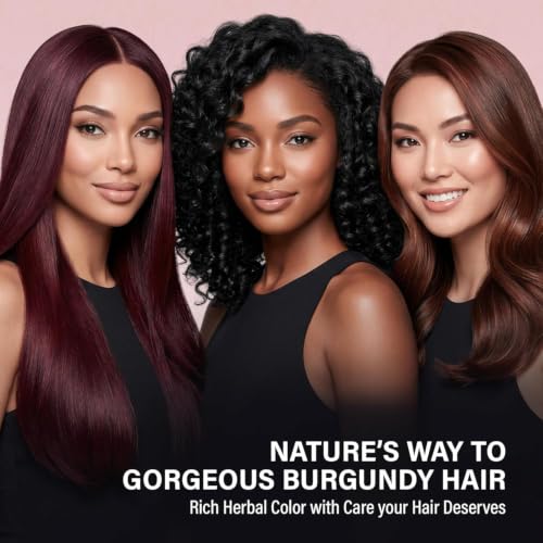 Image of Color Mate Natural Henna Hair Color Powder Burgundy | No Ammonia Hair Colour | Long Lasting Natural Color | Soft, Smooth & Shiny Hair | 8 Minute Application | 15g | Pack of 10