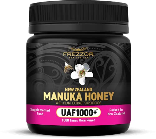 Frezzor Premium 100% Raw New Zealand Manuka Honey With Uaf1000+ Super Antioxidant, 30% More Bioactive, Best Support For Everyday Wellness, Antioxidant Superfood, 1 Jar (8.8Oz/250G) #TOP28