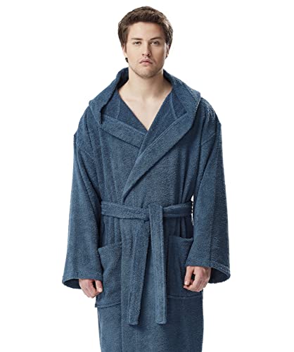 Arus Men's Hooded Classic Bathrobe Turkish Cotton Robe with Full Length Options, Green XX-Large - Thumbnail 5