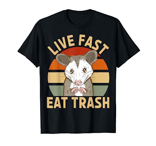 Camiseta Live Fast Eat Trash Funny Possum Retro Opossum Camiseta