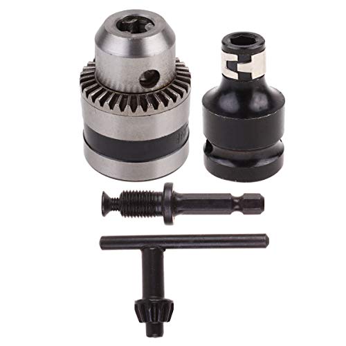 DOITOOL 1 Set 10mm Quick Change Drill Chuck Adapter Converter with 1/4 Quick Change Hex Shank Impact Driver Conversion Tool and Chuck Key