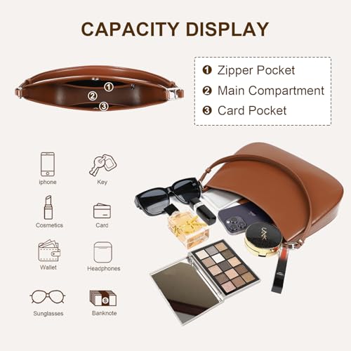Leather Shoulder Bags for Women, Cute Purses Everyday Trendy, Women's Small Tote Handbags with Magnetic Closure3