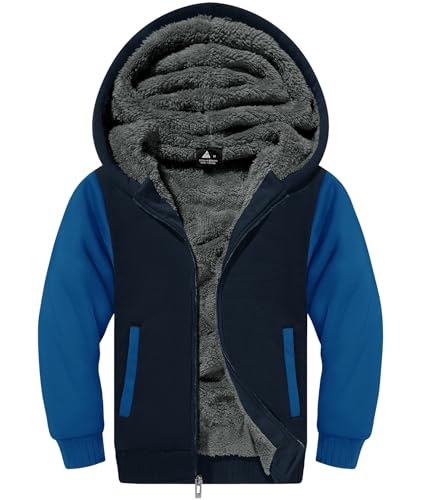 Image of GEEK LIGHTING Boys Sherpa Lined Hoodie Kids Fleece Sweatshirt Full Zip Hooded Jacket