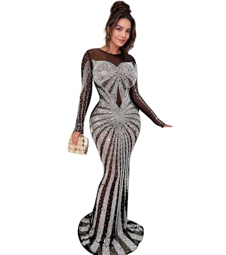 Image of PORRCEY Sexy Elegant Rhinestone Party Club Night Formal Dress for Women
