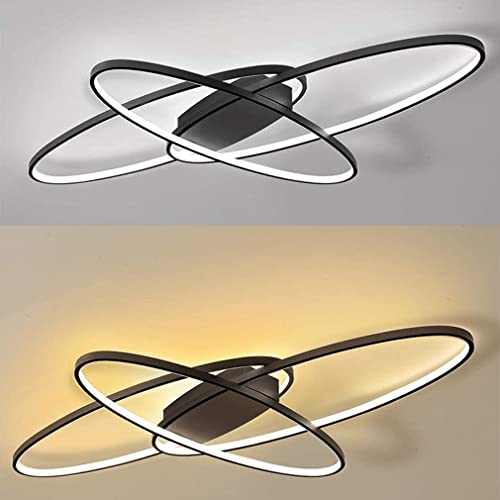 Plafonnier LED moderne noir dimmable pour éclairage de salon