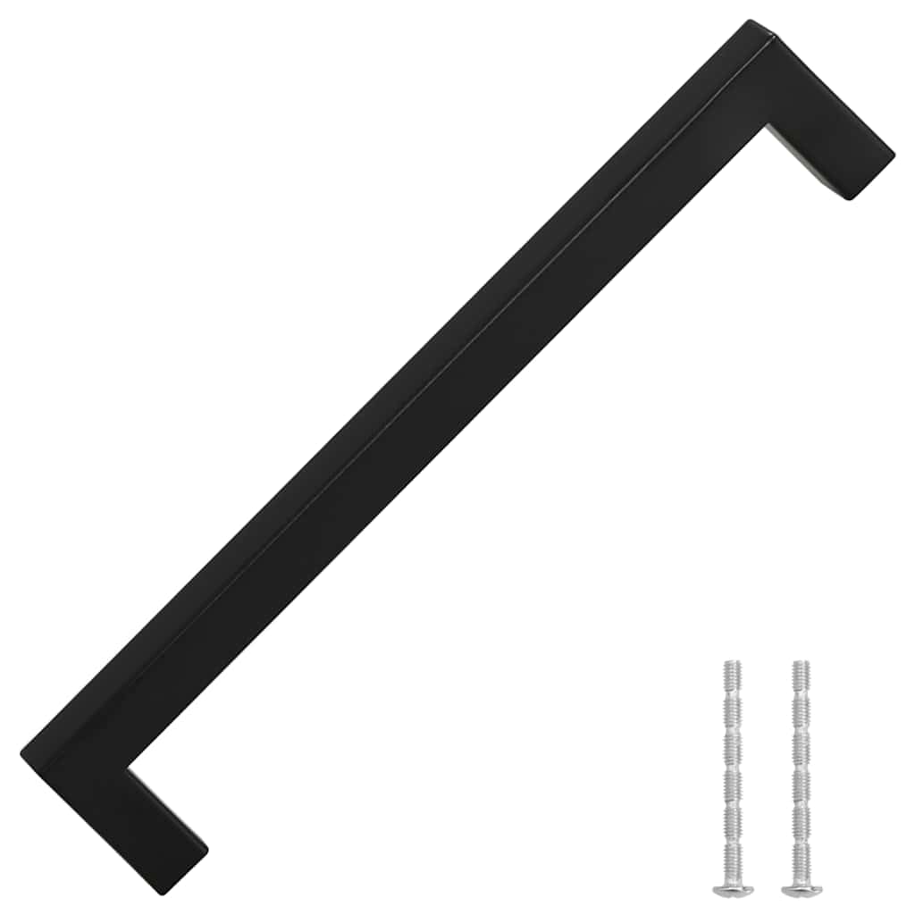 Set di 5 maniglie per mobili, colore nero, 192 mm, in acciaio inox, design a tubo quadrato, per armadi, cassetti, porte, cassettiere, credenze, cucina, bagno, per ristrutturazione fai da te