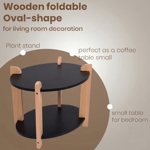 Image of Modern Oval Side Table, Home Decor for Living Room, Bed Side Tables for Bed Room, stools for Home, Furniture for Home, 2-Tier White Shelves