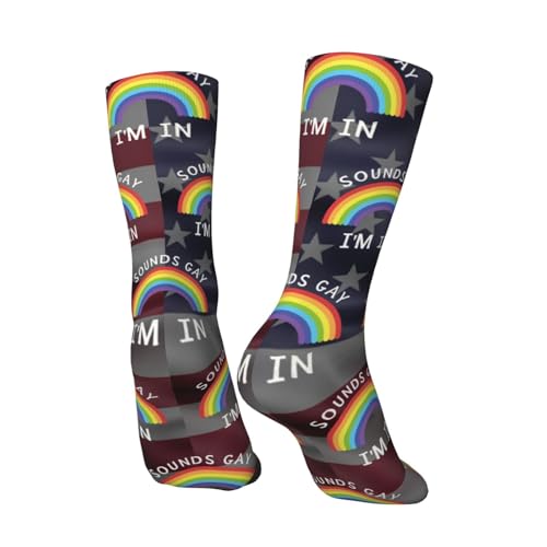 Sounds Gay I'm in Adult Polyester Crew Socks Breathable Moisture-Wicking Athletic Running Gym44