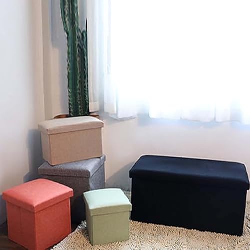 Image of Kuber Industries Storage Stool - Square Toy Box, Folding Seat, Foot Rest, Wardrobe Organizer for Clothes and Books, Living Room Storage Box - S ZH002GY Gray
