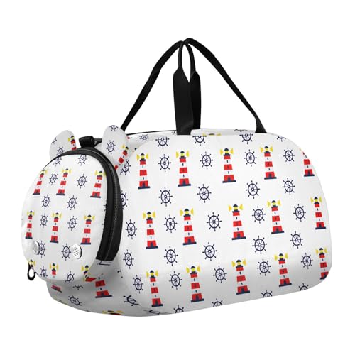 Steering Wheel White Kids Travel Duffel Bag for Boys Girls Overnight Weekend Tote Bag with Shoes Compartment for Dance Gym Sports