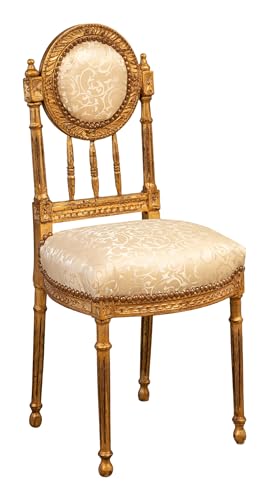 Biscottini Fauteuil Baroque 41X35,5X97 cm | Chaise Louis XVI | Fauteuil Salle a Manger | Chaise Style Louis XVI | Meuble Baroque | Fauteuils doré