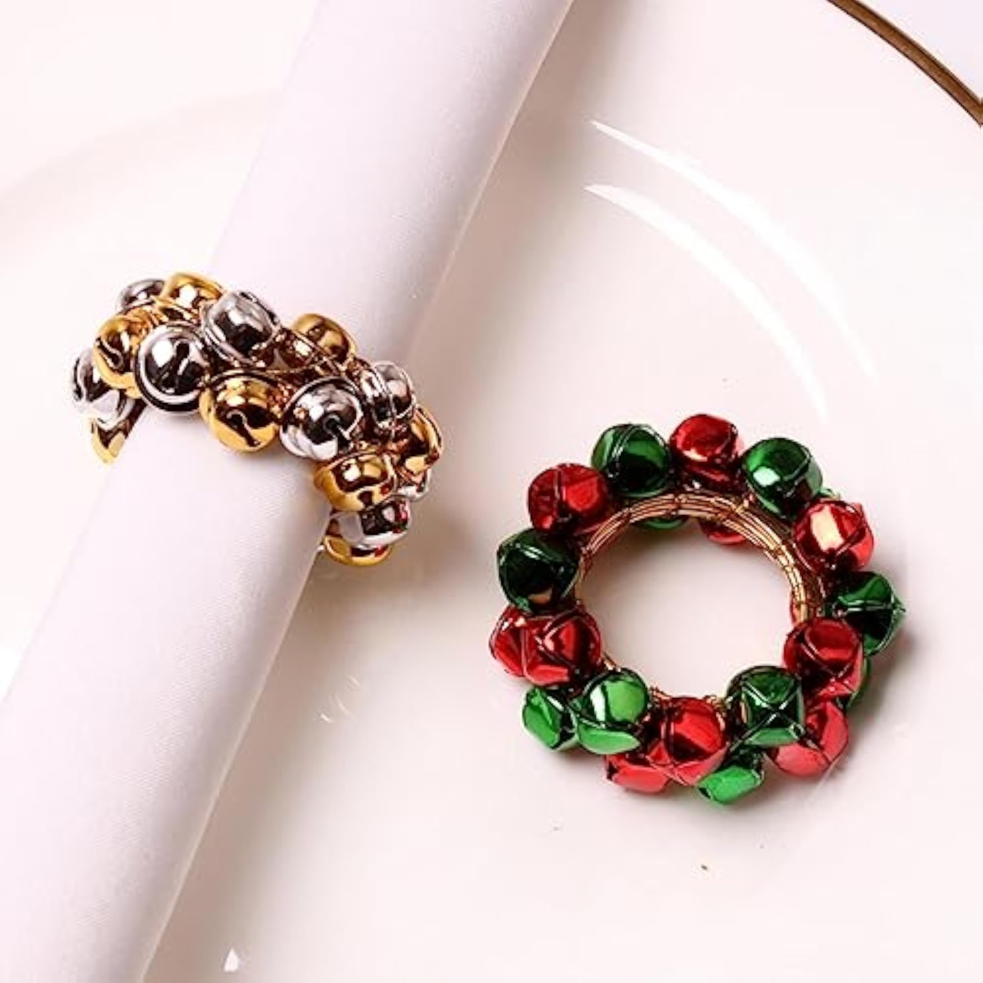 8 Pieces Christmas Napkin Rings Jingle Bell Table Decoration