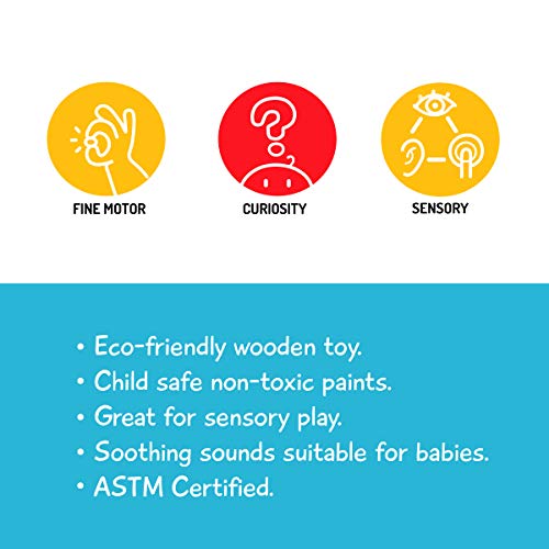 Shumee Wooden Crochet Shaker Rattle & Teething Toy for Infants, Babies (6 Months+) - Organic, Natural, Grasping, Clutching Montessori Shake Toy - Polished with Beeswax (Pastel Colors) - Thumbnail 6