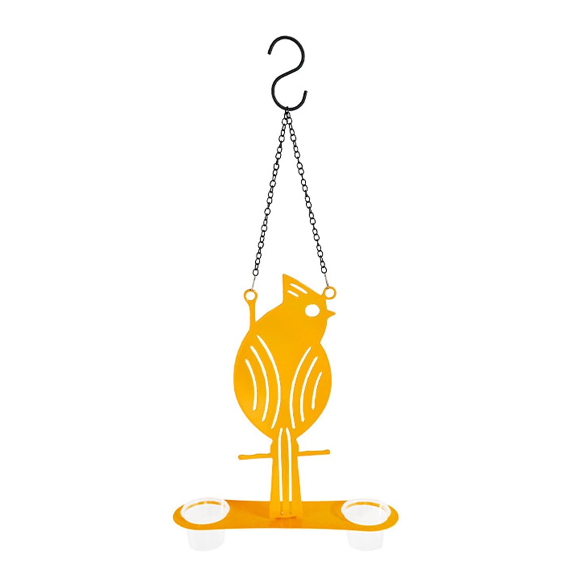 Muiltvoe Hanging Oriole Bird Feeder with Fruit Holder, 2 Clear Bowls for Jelly & Mealworms, Easy to Fill & Clean Metal Bird Feeder for Garden Backyard Patio and Deck