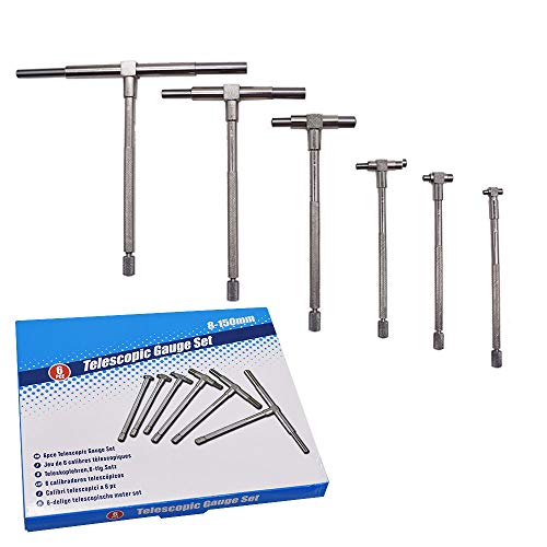 Precision Telescoping Gage Set 6Pcs 5/16" - 6" Range T-Bore Hole Gauges W/Pouch #TOP2