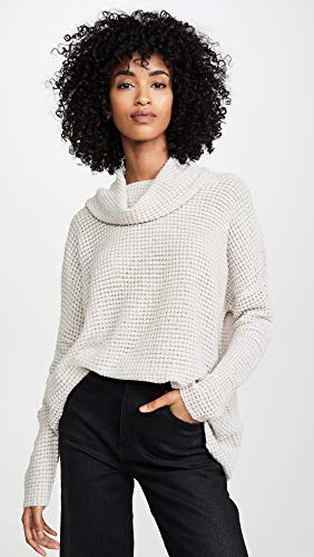 Jack By Bb Dakota Junior's Throw Waffle Stitch Cowl Neck With Split Back, Light Grey, Large #TOP1