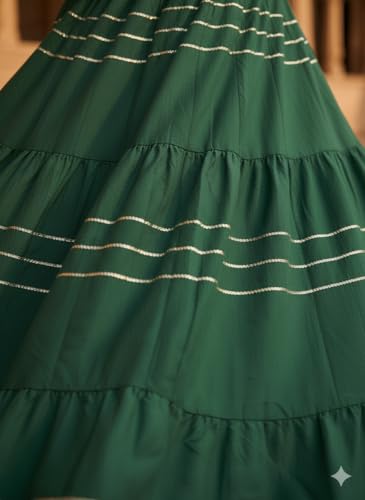 Image of Payal Creation Women's Rayon Flared Long Skirt with Gota Lace | Ethnic Maxi Skirt for Girls & Women | Festive Casual Flowy Comfortable Skirt | Free Size White Long Skirt