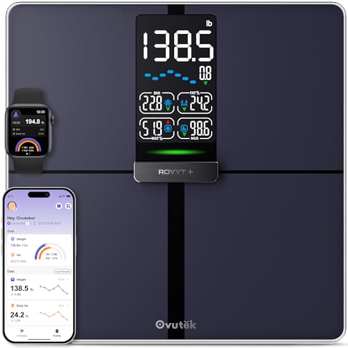 Ovutek Professional Smart Scale for Body Weight BMI Body Fat Muscle Mass Highly Accurate Body Composition Weighing Machine Bathroom Digital Scale Large Display Sync with Fitness App 450lb