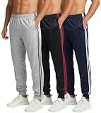 Real Essentials 3 Pack: Men's Tricot Active Athletic Jogger - Running Sweatpants Workout Gym with Pockets (Set B, Black, Navy, Grey - XL - Standard)