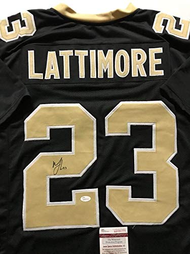 Autographed/Signed Marshon Lattimore New Orleans Black Football Jersey JSA COA Autographed/Signed Marshon Lattimore New Orleans Black Football Jersey JSA COA