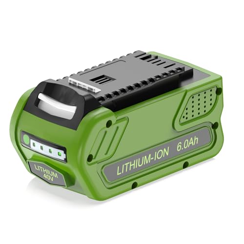 40V 6Ah Batería de Repuesto para Greenworks G40B2 G40B4 G40B5 Adecuado para Greenworks 40V Desbrozadora Cortasetos Motosierra Soplador Aspirador Escarificadores Cortacésped Cortabordes con Rueda