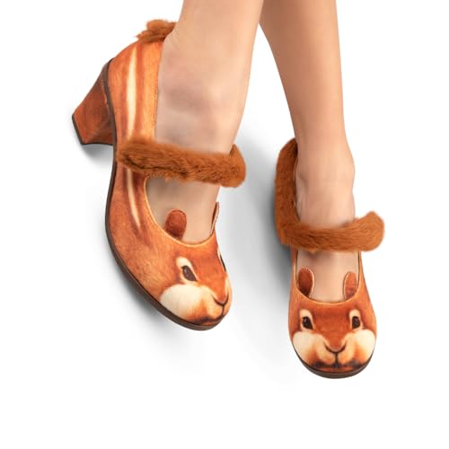 Image of Hot Chocolate Design Artistic Women's Mid Heel Strap Pumps | Block Heel Design, Vegan Faux-Leather Upper, Padded Footbed, Buckle Closure, Occasion Pumps for Women