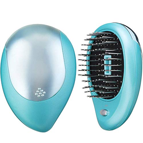 Portable Electric Ionic Hairbrush Takeout Mini Ion Hair Brush Comb Massage Small (Green)