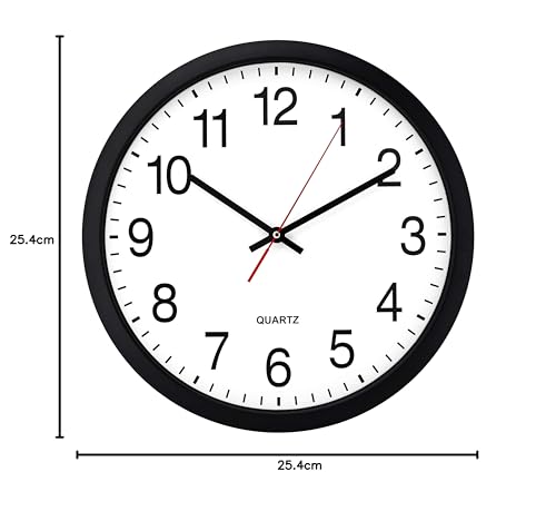 Image of Bernhard Products Black Wall Clock Silent Non Ticking - 16 Inch Extra Large Quality Quartz Battery Operated Round Easy to Read Home /Office /Business /Kitchen /Classroom /School Clocks