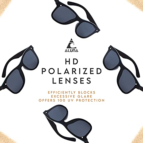 Image of Aluna - Wood and Bamboo Sunglasses For Men and Women, Modern Polarized Wayfarer, Plastic Framed Wooden Glasses