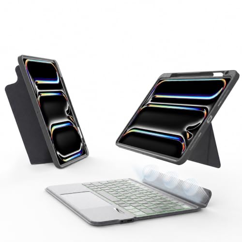 Image of EIP Magnetix Keyboard for iPad Pro 13 in M5 2025 & M4 2024 | Patented stylus shortcuts, adjustable hinge stand, detachable protective case, 7 color backlight, precise cutouts