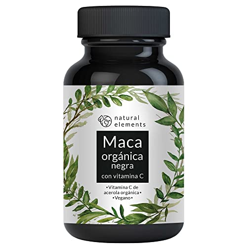 Cápsulas de maca negra ecológica - 3000 mg de maca ecológica por dosis diaria. 180 cápsulas. Con vitamina C natural. Sin estearato de magnesio. Certificadas como ecológicas, de alta dosificación Cover
