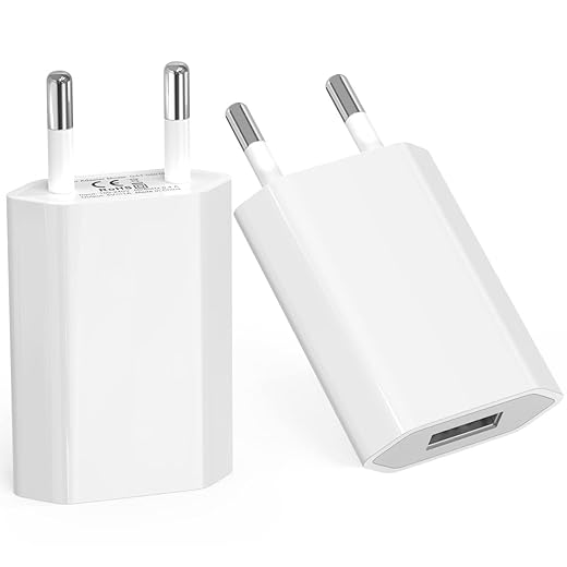 5V 1A USB ladegerät Slim für iPhone XS/XS Max/XR/X 11 8 7 6 6S Plus SE 5S/5/SE/5C, IPad Mini/Air/Pro, IPod, 5W Netzteil, Smartphone Netzstecker(2-Pack)