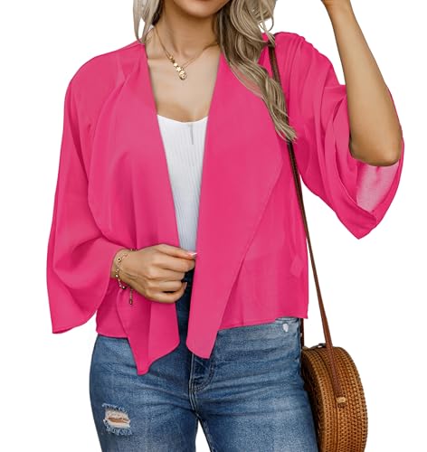 Image of Womens Summer Tops Short Shrugs Kimono Cardigans Casual Chiffon Bolero Jackets 2026
