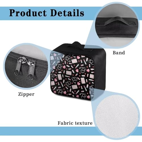 Image of Gomyblomy Black Pink First Aid Bag Empty Portable Travel Medicine Bag Storage Pouch Small Medical Bags with Double Zipper Large Capacity First Aid Kit Pouch for Home Dorm