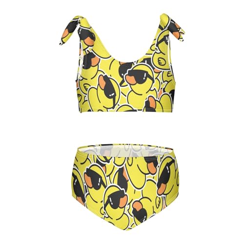 Wusikd Yellow Duck Girls Swimsuits Two Piece Funny Swimwear Bikini Set for for Girls Size 11-12T