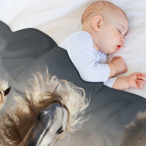 Couverture cheval douce et chaude lavable en machine pour lit enfant
