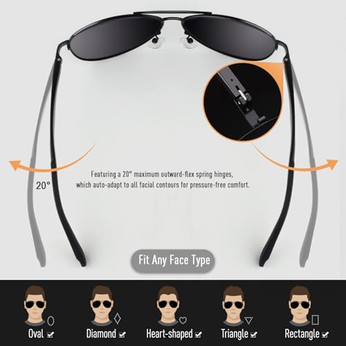 CGID Mens Polarised Sunglasses Premium Al-Mg Alloy Pilot Unisex Sun Glasses UV Protection Male Shades Spring Hinges - Image 5