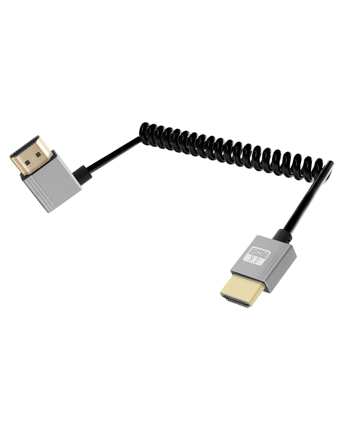 YANBORONSN 4K Left Angle HDTV Coiled Cable 3FT,90 Degree Short HDTV 2.0 Cable 4K@120Hz 18Gbps for Camera/TV/Capture Cards/Tablet