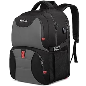 HILUSEN Extra großer 50L Reise-Laptop-Rucksack für Herren, Lunch-Rucksack 17 Zoll, Diebstahlsichere Business-Arbeitstasche mit USB-Ladeanschluss, wasserabweisender großer Computer-Rucksack für Herren