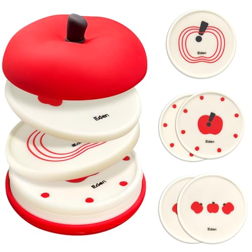 Kokaaee Cute Silicone Coasters for Drinks Coffee - Dining Table Office Outdoor Home Housewarming Desk Decor Cup Coaster Set of 5 Funny for Apple Cup Mat for Hot or Cold Drinks Non-Slip Heat Resistant